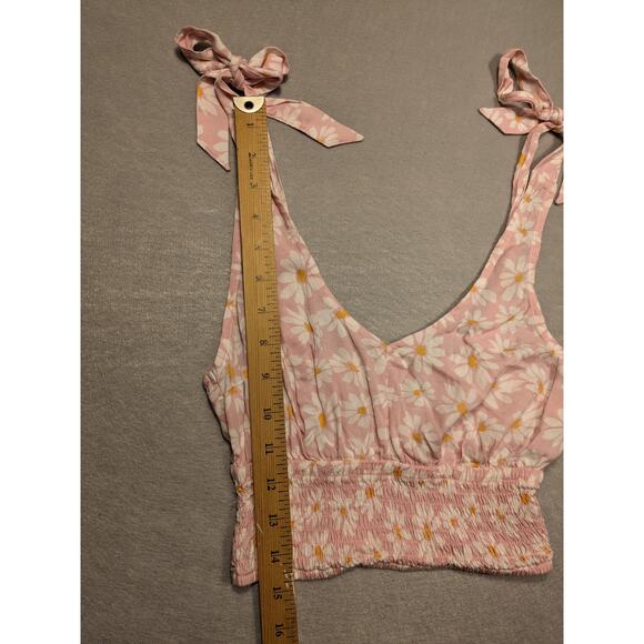Hollister Halter Top Women's X-Small Pink Daisy Floral Boho Summer EUC - Picture 4 of 10